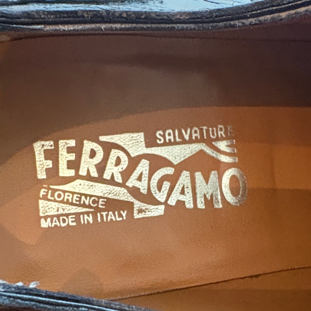 Salvatore Ferragamo Men's Dark Brown‎ Crocodile Oxfords Size 11D - Picture 2 of 11